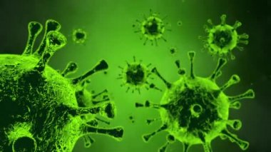 Bakteriyolojik saldırı. Mikroskop altında Coronavirus, grip virüsü (SARS-CoV-2, Covid-19, Wuhan Coronavirus, 2019nCoV, SARS-CoV, MERS-CoV) bulunmaktadır. Quick Time, H264, 16-bit renk, en yüksek kalite. Renklerin pürüzsüz derecelendirilmesi, bant etkisi olmadan! Üç Boyut 