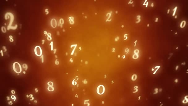 数字学 关于数字的秘密知识 带有数字的异质背景 场的软焦点和深度 3D动画 标题或文本的介绍性模板 快速时间 H264 16位颜色 最高质量 — 图库视频影像