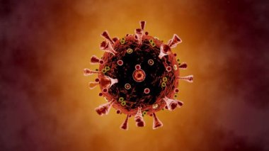 Gerçekçi Coronavirus Modeli (SARS-CoV-2, Covid-19, Wuhan Coronavirus, 2019nCoV, SARS-CoV, MERS-CoV). Üç boyutlu animasyon. Quick Time, H264, 16-bit renk, en yüksek kalite. Rengin pürüzsüz derecelendirmesi, bant etkisi olmadan! 