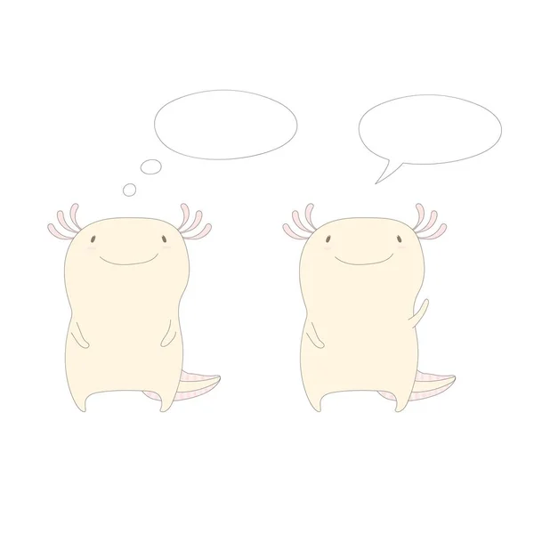 Axolotls con burbujas de habla — Archivo Imágenes Vectoriales