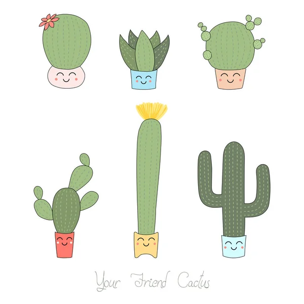 Schattig cactussen collectie — Stockvector