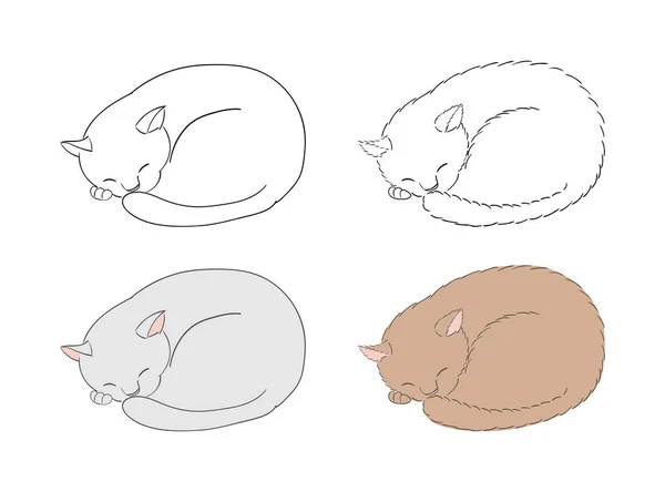 Katten slapen doodles — Stockvector