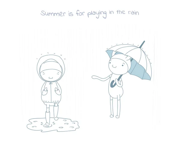雨が夏のお楽しみ — ストックベクタ