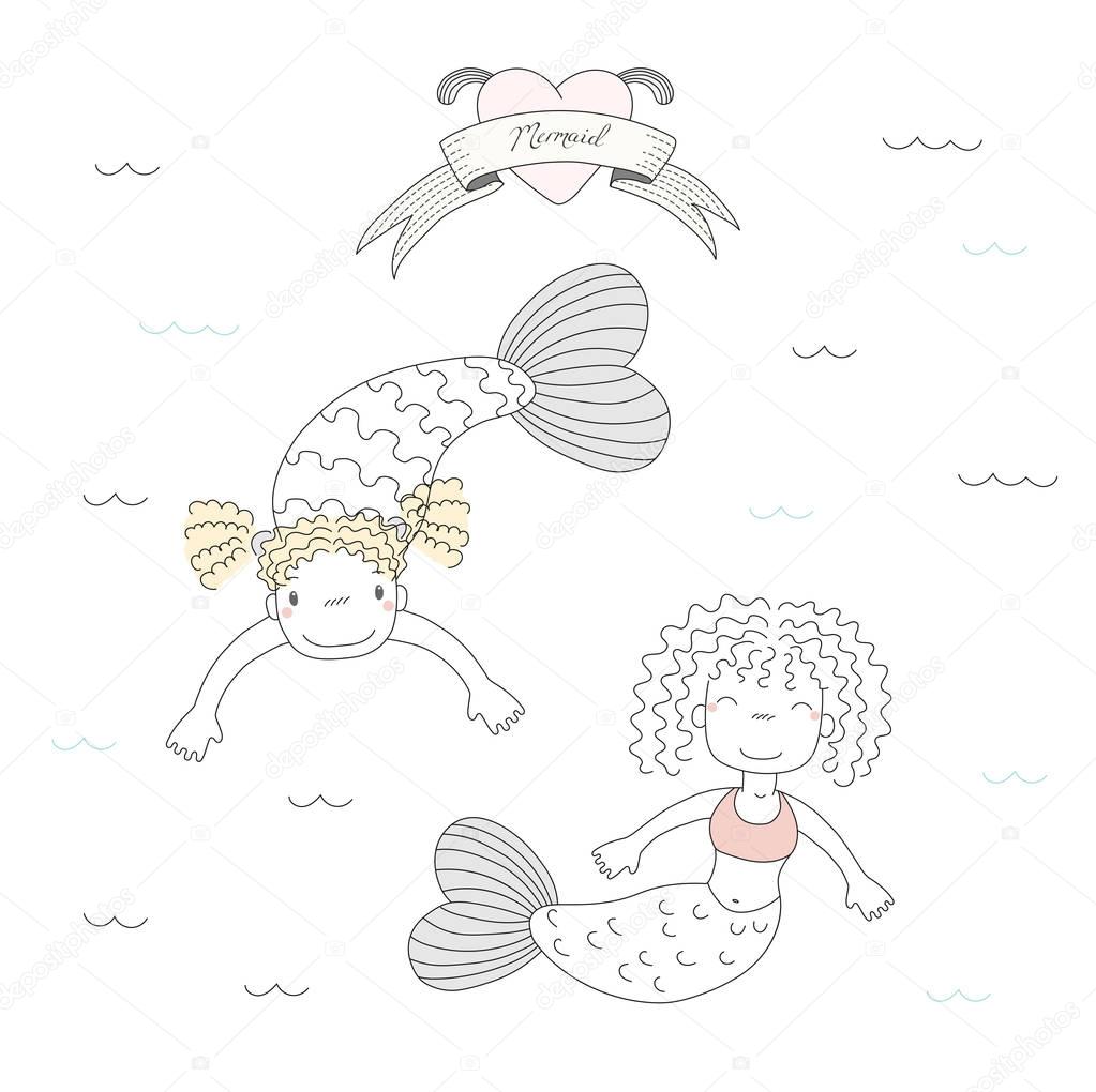 Cute mermaids illustration