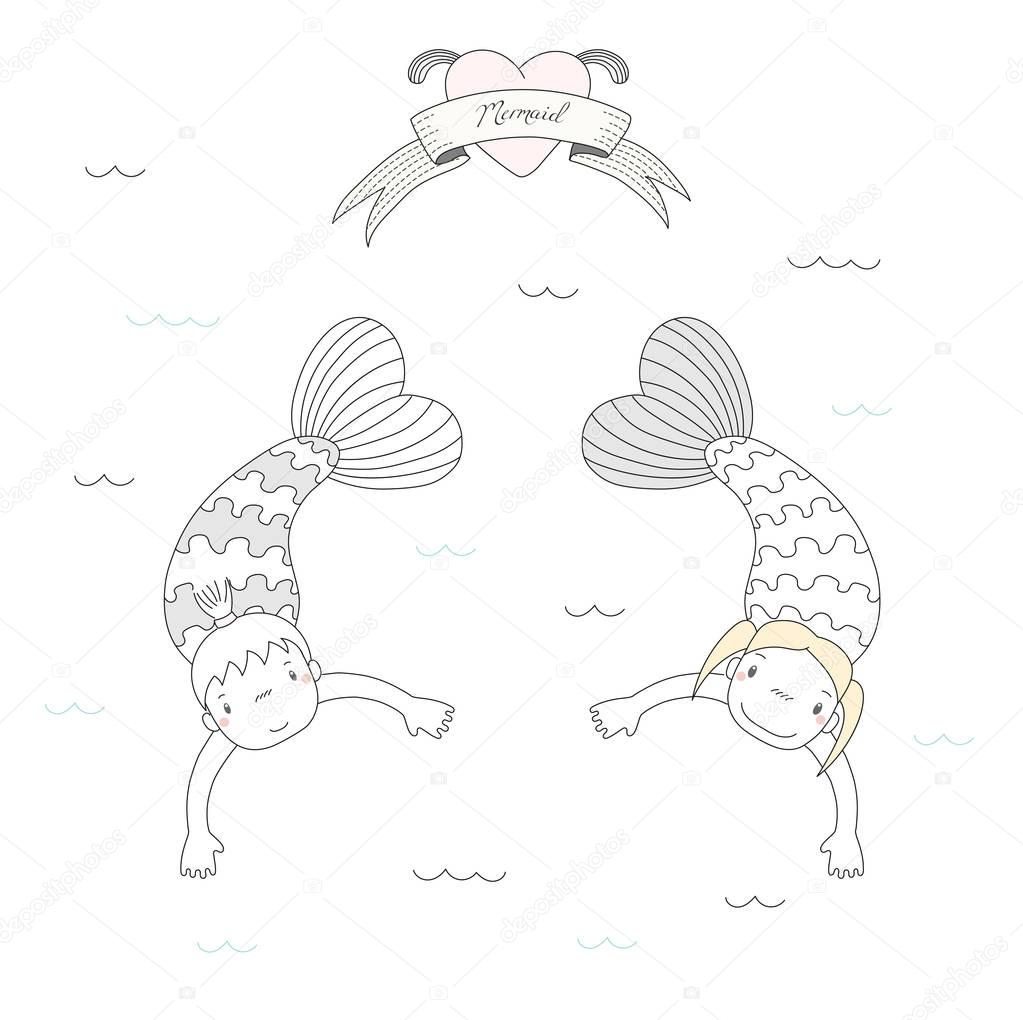 Cute mermaids illustration