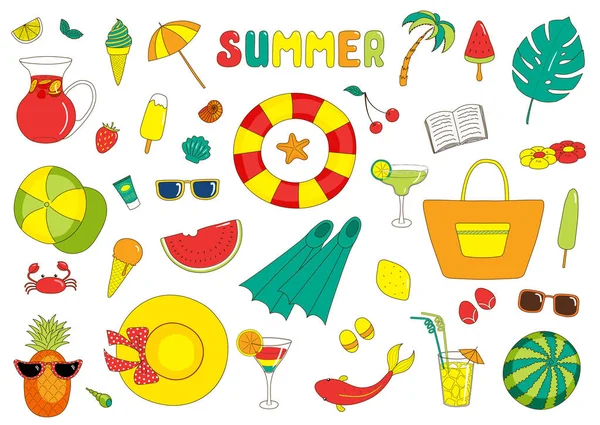 Cute summer stickers — Stock Vector