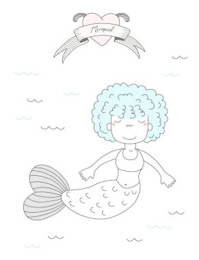 sevimli küçük deniz kızı kız 