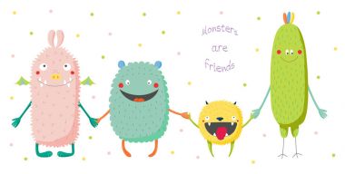 komik renkli canavarlar