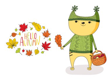 sonbahar yaprakları ve alıntı ile cats