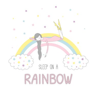 Gökkuşağı üzerinde uyuyan kız 