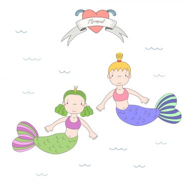 sevimli çizgi Deniz kızları 