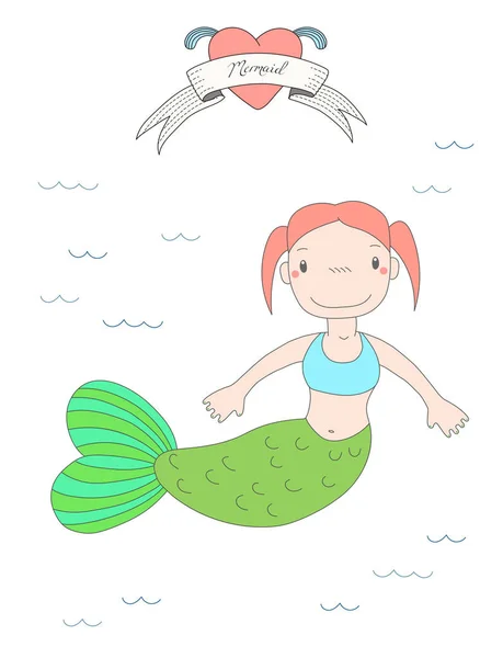 Niedliche Karikatur-Meerjungfrau — Stockvektor