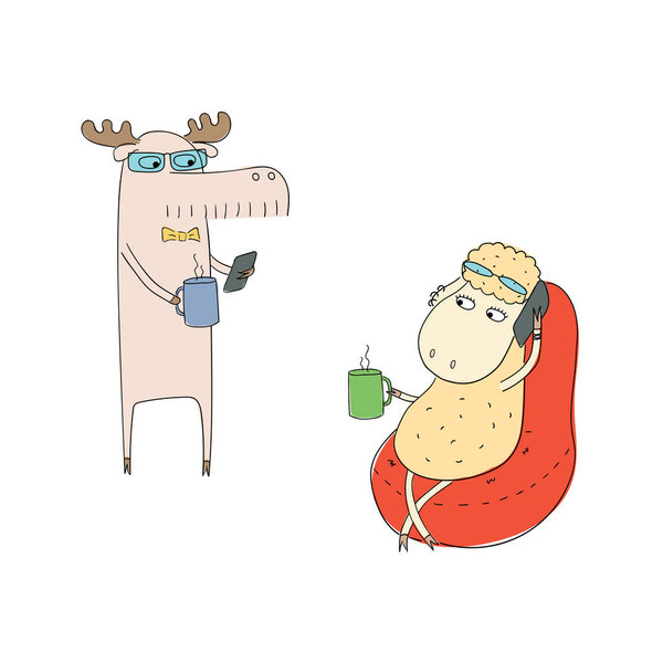 cartoon sheep and moose