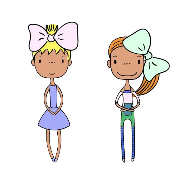 Σύνολο κοριτσιών κινουμένων σχεδίων — Διανυσματικό Αρχείο