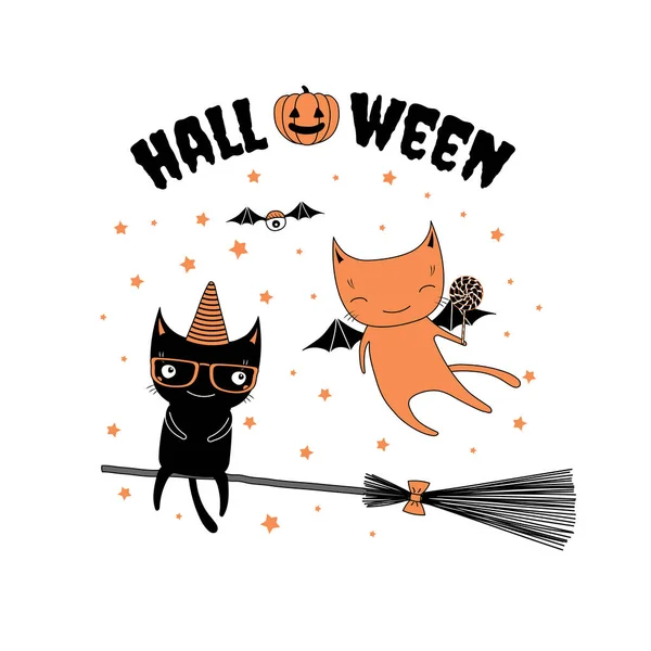 Icône drôle de chats Halloween — Image vectorielle