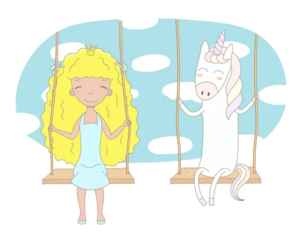 Cartoon lilla prinsessa — Stock vektor