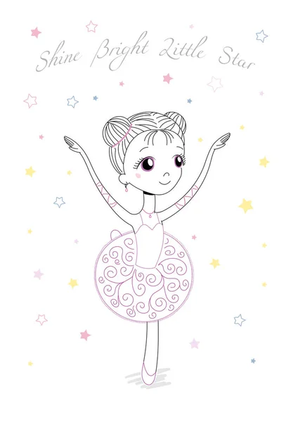 Linda pequeña bailarina — Vector de stock