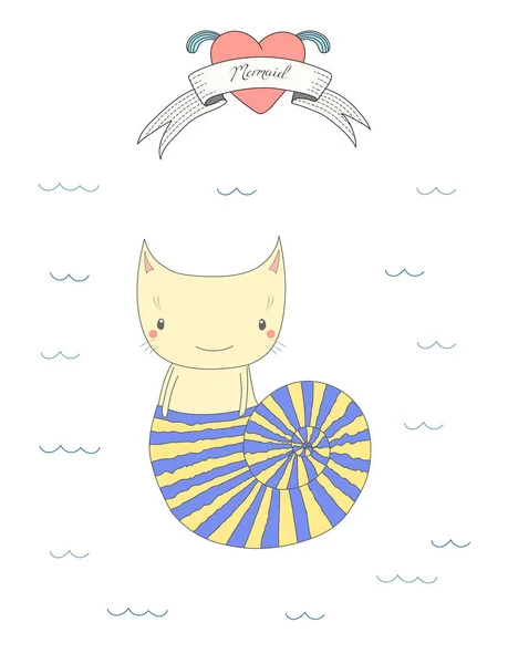 Cute under water cat — Stock Vector