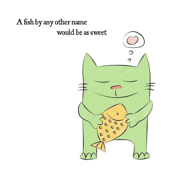 Λίπος γάτα ψάρια εκμετάλλευση — Διανυσματικό Αρχείο