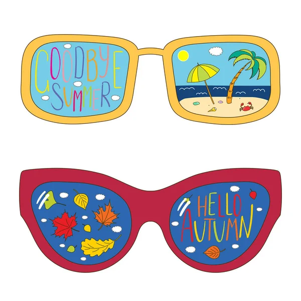 Set de gafas de sol dibujadas a mano — Vector de stock