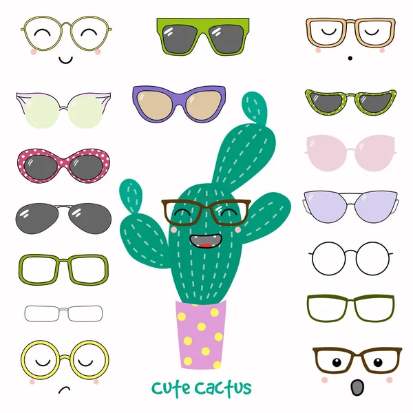 Cartoon kaktus i glasögon — Stock vektor