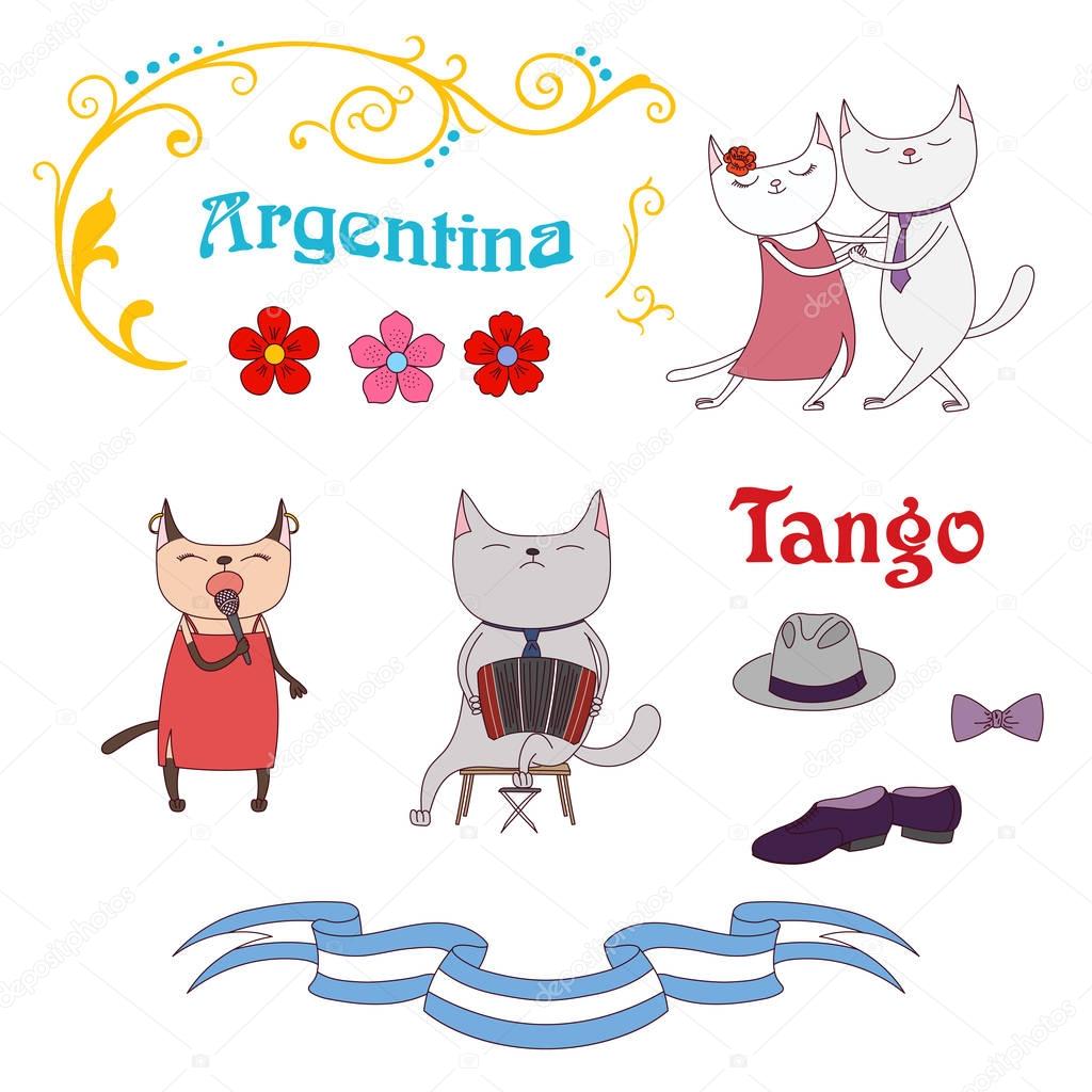 Argentine tango poster, vector illustration