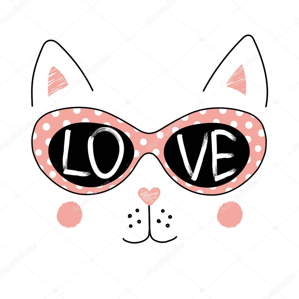 Cute cat in glasses poster