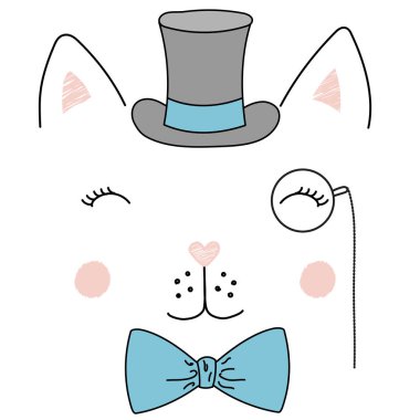 Silindir şapka poster sevimli kedi