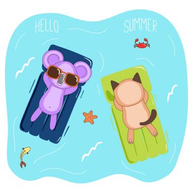 minder yüzen üzerinde hayvanlar