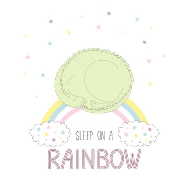 Gökkuşağı üzerinde uyku ejderha 