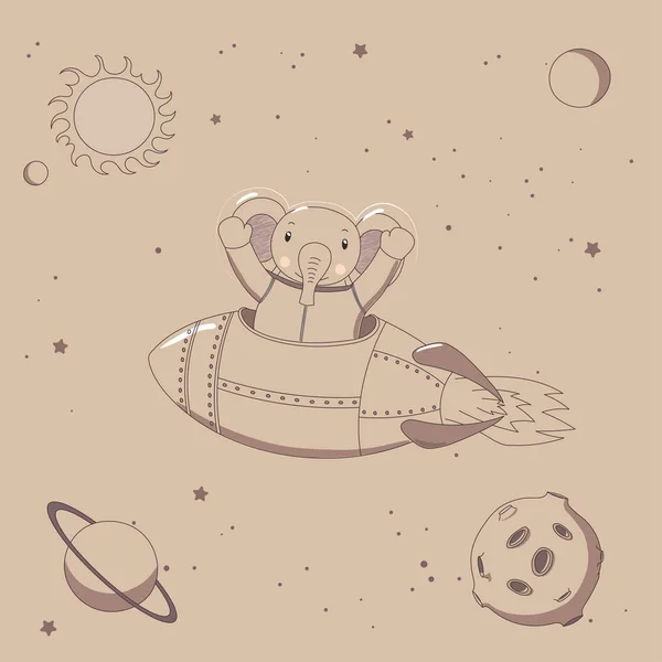 Astronauta animal en el espacio — Vector de stock