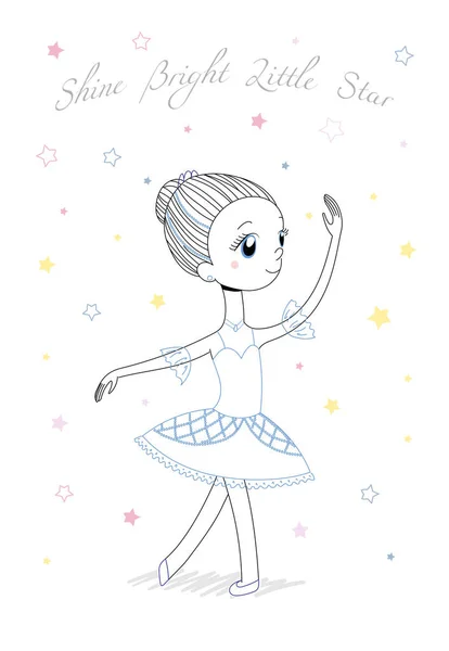 Linda pequeña bailarina — Vector de stock