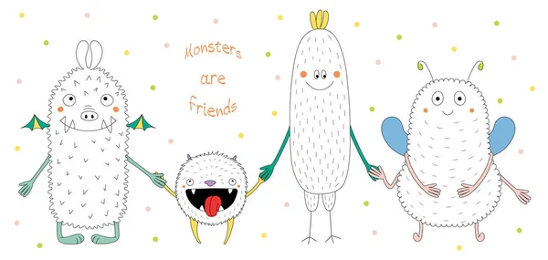 Monstruos de dibujos animados lindo — Vector de stock