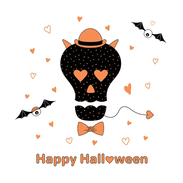 Komik Cadılar Bayramı kafatası simgesi — Stok Vektör