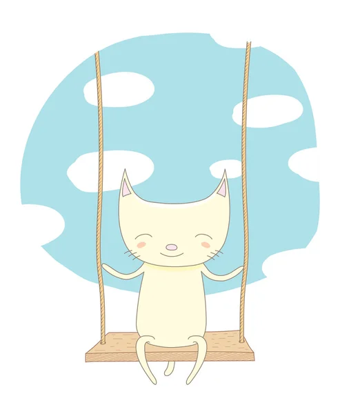 Lindo gato en swing — Vector de stock