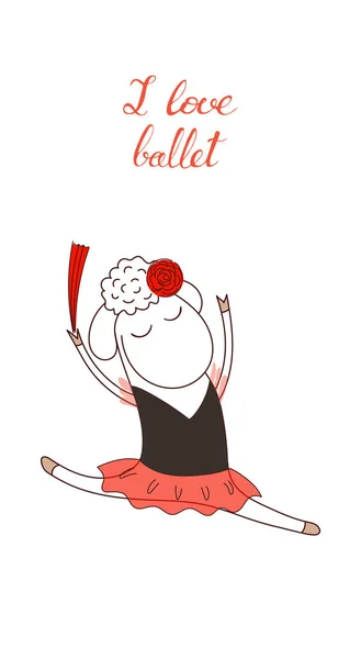 Ik hou van ballet tekst en dier — Stockvector