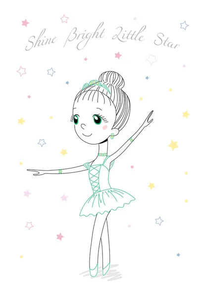 Linda pequeña bailarina — Vector de stock