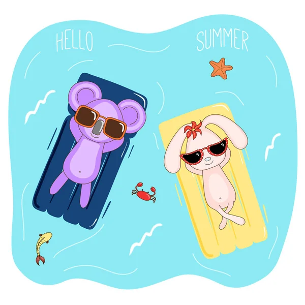 minder yüzen üzerinde hayvanlar