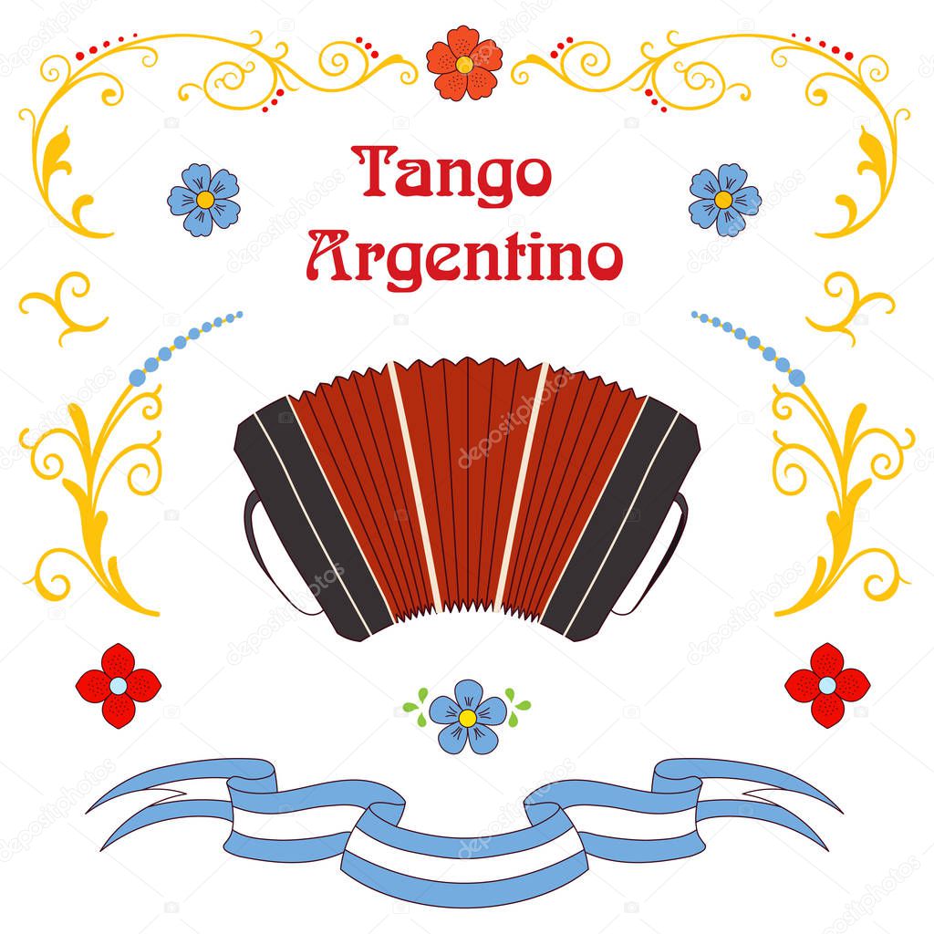 Argentine tango poster, vector illustration