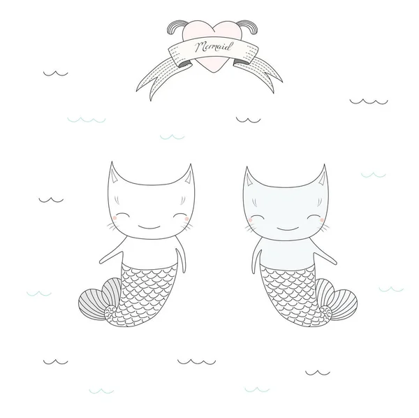 Cute under water cats — Stock Vector