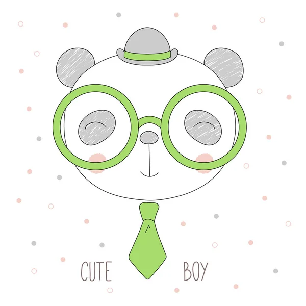 Lindo retrato de niño panda — Vector de stock