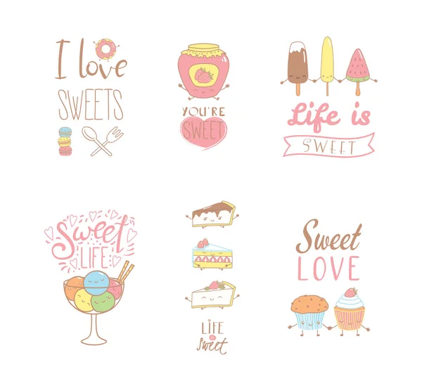 Dessert with typography collection — Stock Vector