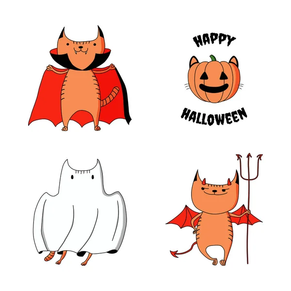 Gatos divertidos de Halloween — Archivo Imágenes Vectoriales