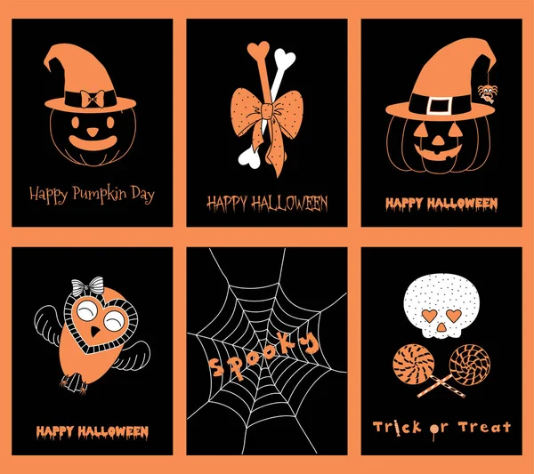 Ensemble de cartes de vœux Halloween — Image vectorielle
