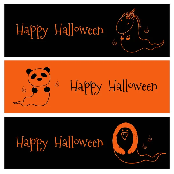 Halloween ghost djur banderoller — Stock vektor
