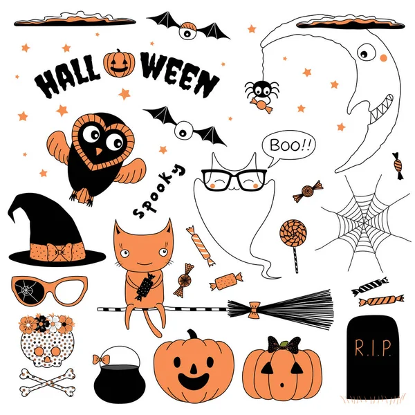 Halloween design element insamling — Stock vektor