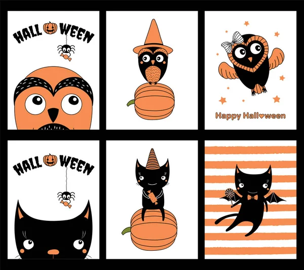 Cadılar Bayramı tebrik kartları kümesi