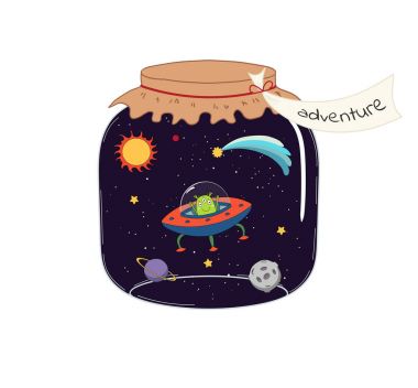 A jar of adventure space illustration clipart