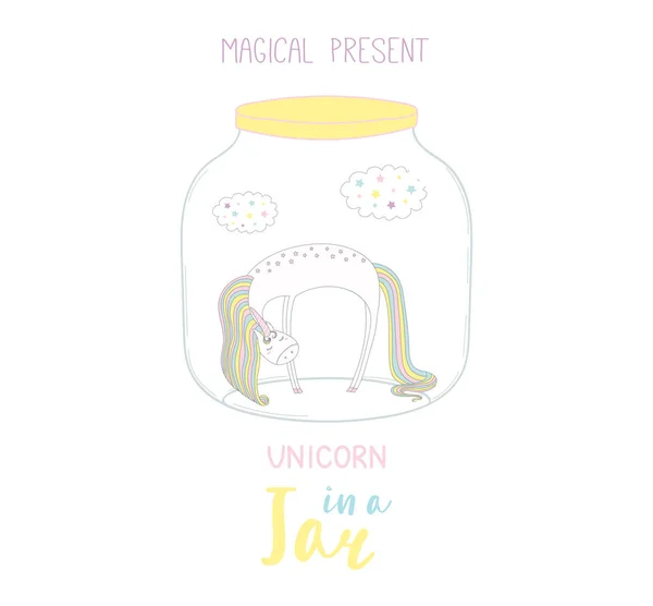 Unicorno in un vaso illustrazione — Vettoriale Stock