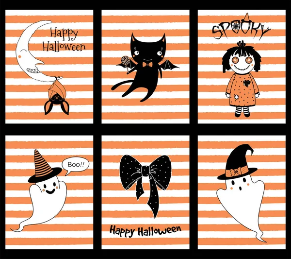 Set di biglietti di auguri di Halloween — Vettoriale Stock